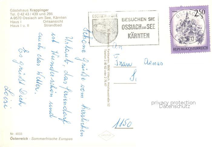 73855215 Ossiach Ossiachersee Gaestehaus Krappinger Fliegeraufnahme Haus I und I