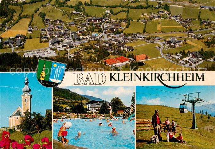 73855427 Bad Kleinkirchheim Kaernten AT Fliegeraufnahme Kirche Schwimmbad Seilba