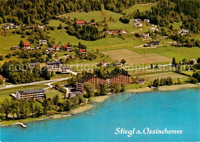 73855433 Stiegl Ossiach Kaernten AT Fliegeraufnahme mit Ossiachersee Appartement