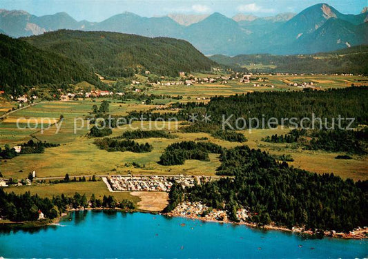 73855610 Ledenitzen Fliegeraufnahme mit Campingstrand Arneitz Faakersee