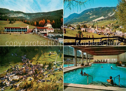 73855635 Bleiberg Thermalbad Hallen und Freibad Fliegeraufnahme Ortsansicht