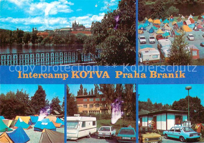 73856658 Branik Praha Intercamp Kotva Campingplatz Bungalow Blick zur Prager Bur