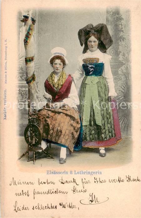 73898542 Trachten Alsace Elsaesserin Lothringerin Litho