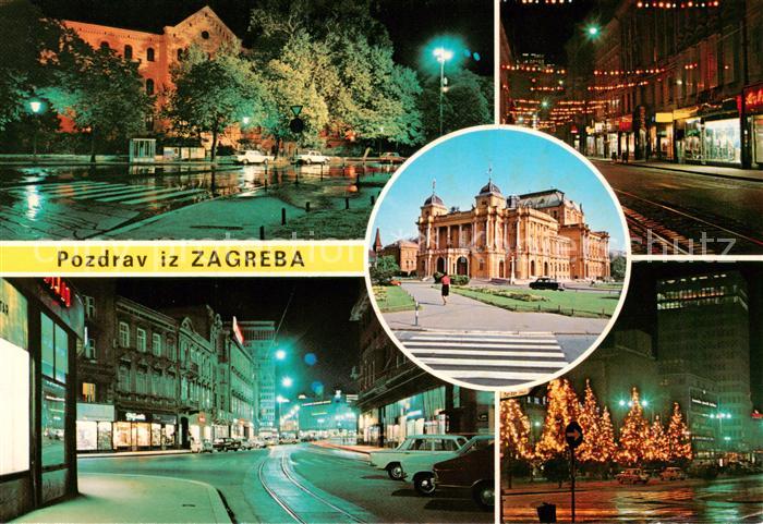 73860845 Zagreb Agram Croatia bei Nacht Teilansichten Schloss