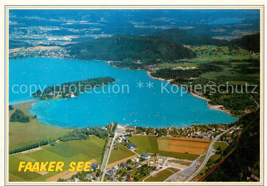 73862035 Faakersee Kaernten AT Fliegeraufnahme Sandbank mit Strandcamping