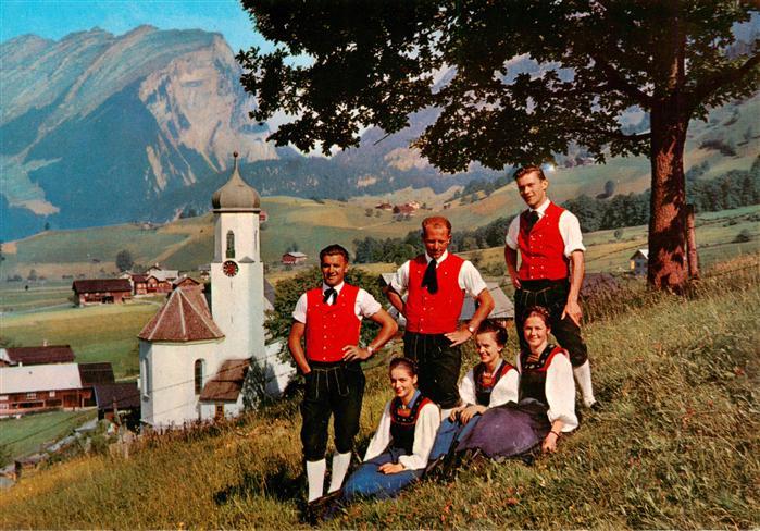 73875551 Schoppernau Vorarlberg Panorama Kirche Trachtengruppe Bregenzerwald