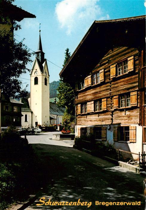 73876687 Schwarzenberg Vorarlberg Altes Bregenzerwaelderhaus mit Kirche