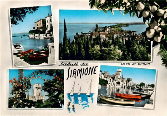 73879374 Sirmione Lago di Garda Hafen Panorama Schloss