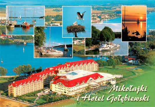 73881636 Mikolajki PL Hotel Golebiewski Fliegeraufnahme Hafenpartien Storchennes