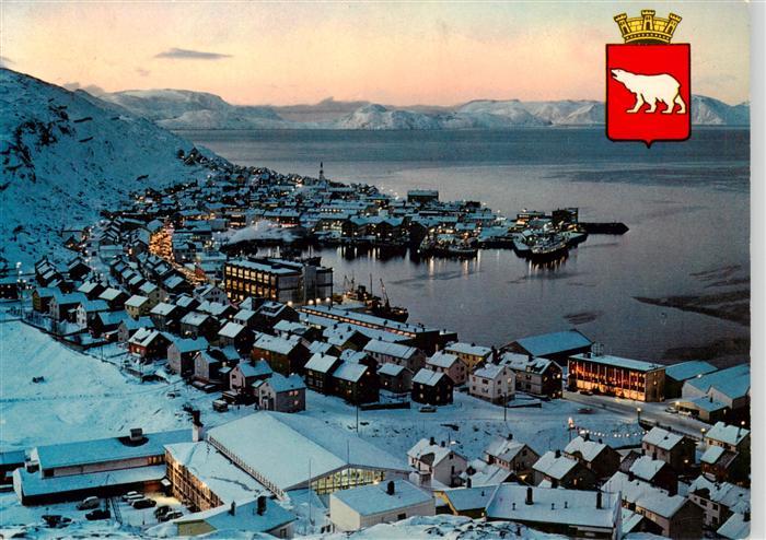 73882093 Hammerfest Norge Winterpanorama Fliegeraufnahme