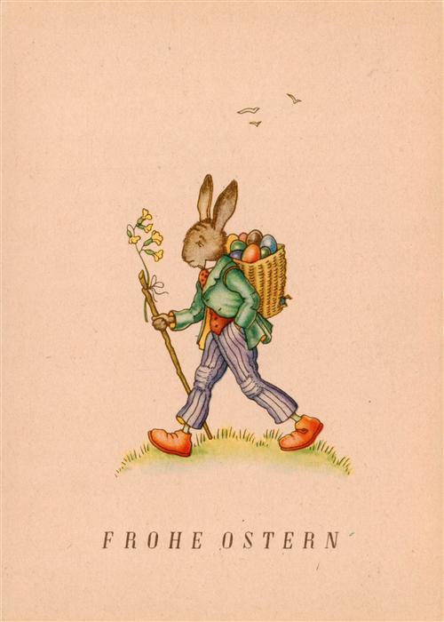 73902831 Ostern Easter Paques Pasqua Hase Eierkorb Litho