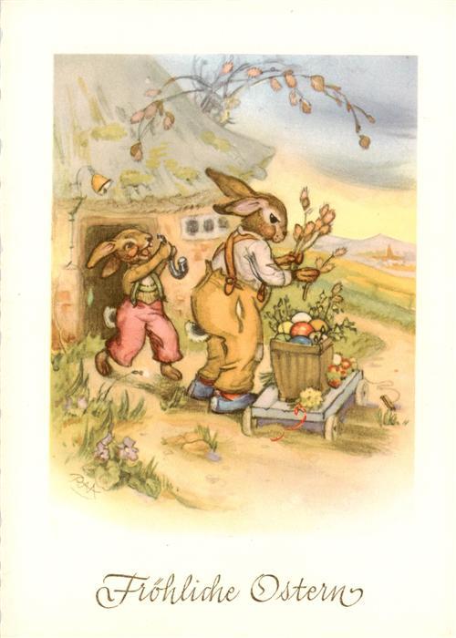 73902833 Ostern Easter Paques Pasqua Hasen Eier Litho