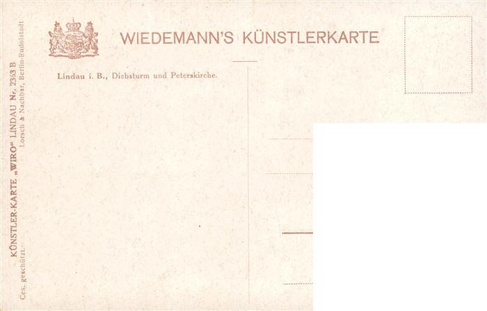 73910312 Verlag Wiedemann WIRO Nr. Nr.2363 Lindau i.B. Diebesturm Peterskirche