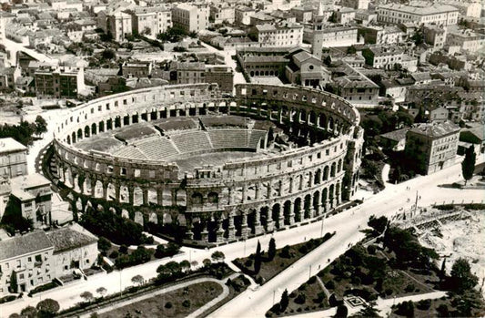 73903214 Pula Pola Croatia aerial photo with Arena ruins