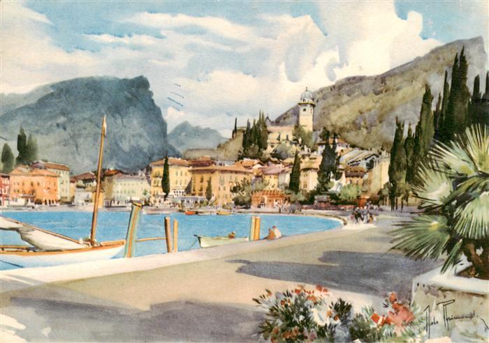 73918162 Torbole Lago di Garda IT Panorama Kuenstlerkarte