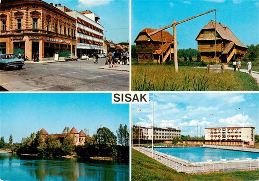 73920185 Sisak Croatia local motif castle draw well outdoor pool