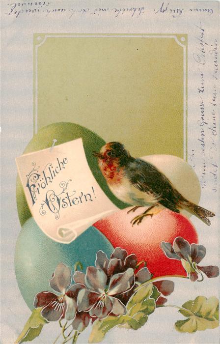 73929231 Ostern Easter Paques Pasqua Vogel Eier Litho