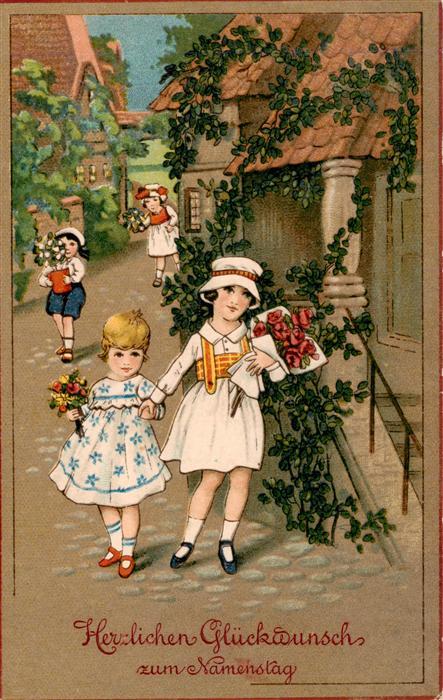 73929672 Namenstag Namenskarte Kinder Blume Litho