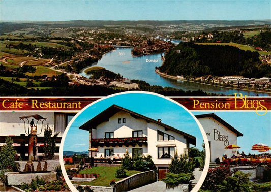 73923581 Haibach Schaerding Fliegeraufnahme Cafe Restaurant Pension Blaas Terras