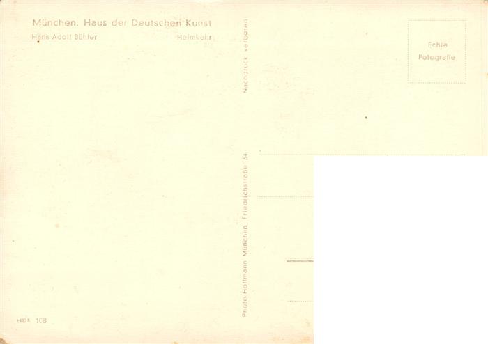 73948262 Haus der Deutschen Kunst Verlag HDK Nr. 168 Heimkehr Hans Adolf Buehler