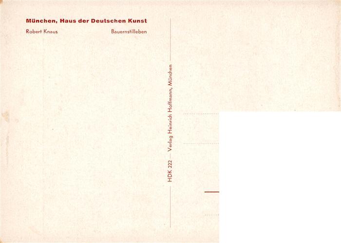 73948323 Haus der Deutschen Kunst Verlag HDK Nr. 222 Bauernstilleben Robert Knau