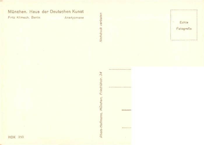 73948355 Haus der Deutschen Kunst Verlag HDK Nr. 350 Anahyomene Fritz Klimsch Be