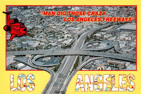 73941396 Los Angeles California USA Man Dig Those Crazy Los Angeles Freeways Aer