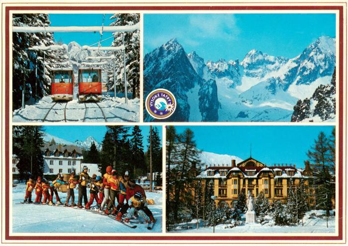 73943199 Vysoke Tatry SK Mountain Hotel Ski School Cable Car Winter Panorama High Tatras