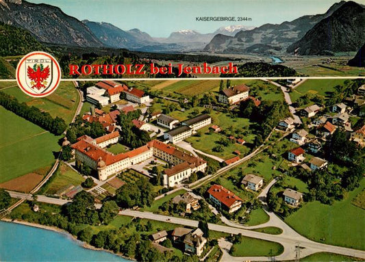 73953206 Rotholz Tirol Fliegeraufnahme mit Schloss und Kaisergebirge