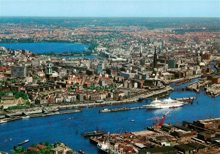 73954518 Panorama de Hambourg depuis le port vers la photo aérienne de la ville