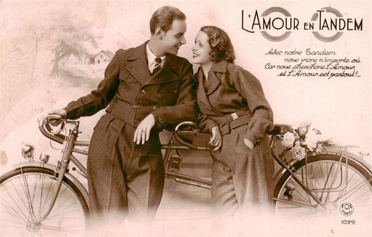 73988253 Foto FOX Paris Nr. 1029 L Amour en Tandem Mann Frau Fahrad