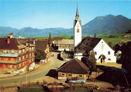 73986850 Schwarzenberg Bregenz Vorarlberg AT Dorfplatz Blick zur Kirche